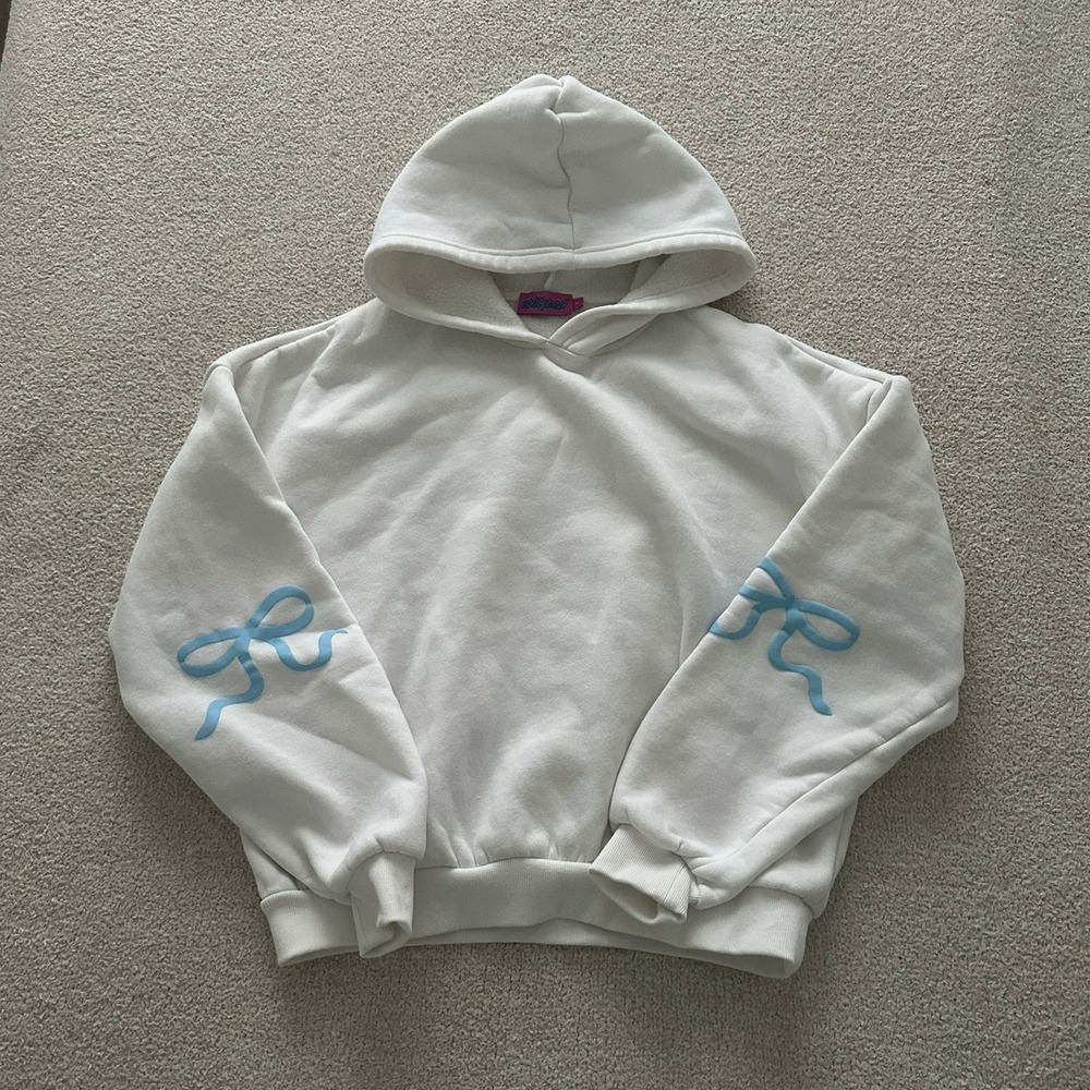 Edikted Bonney Bow Oversize Hoodie size Small in White